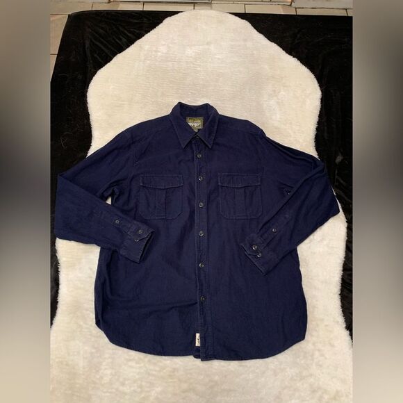 Eddie Bauer Sport Ship Blue Button‎ Down Flannel Shirt Size XL Cotton - Picture 1 of 6
